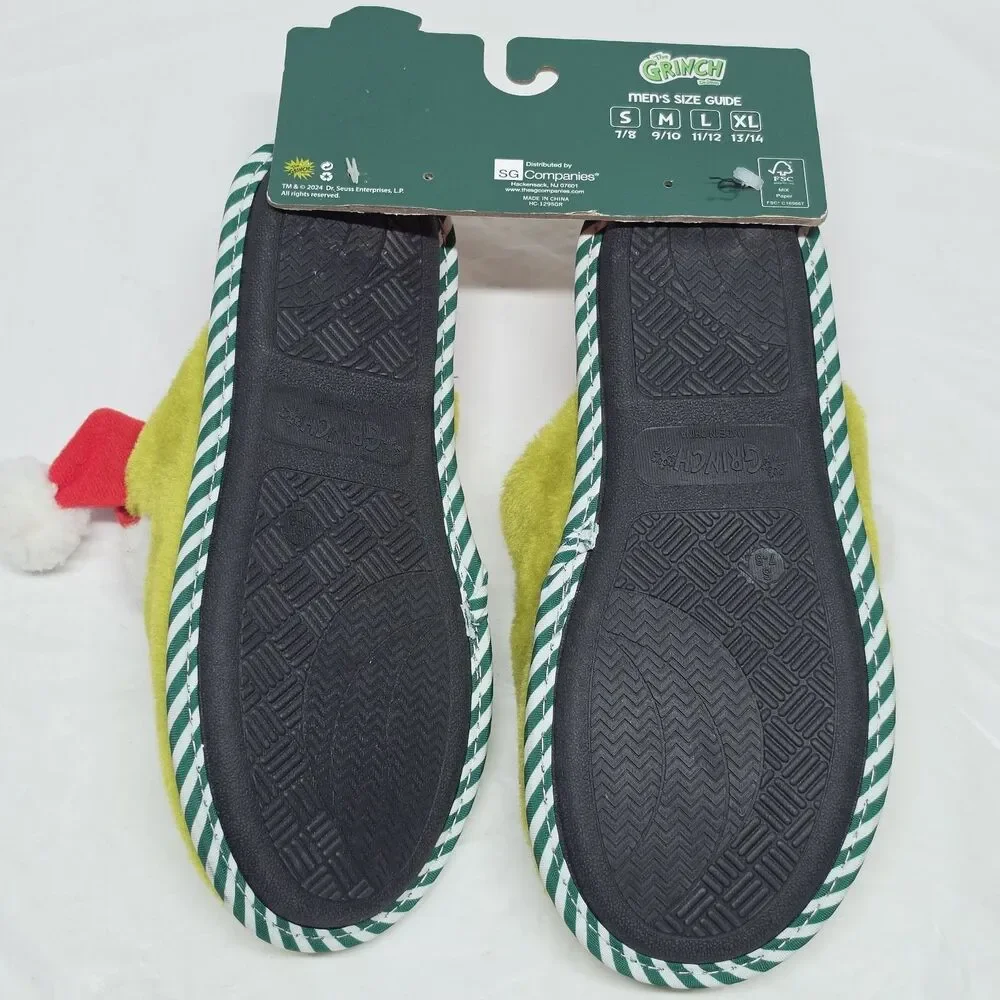 Dr. Seuss The Grinch Christmas Santa Holiday Men Slipper US SZ S 7/8  NEW NWT